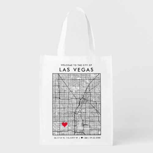 Las Vegas Love Locator  City Map Wedding Welcome Grocery Bag