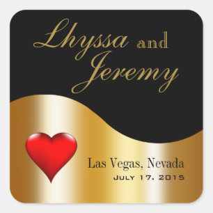 Las Vegas Lucky in Love black/gold Square Sticker