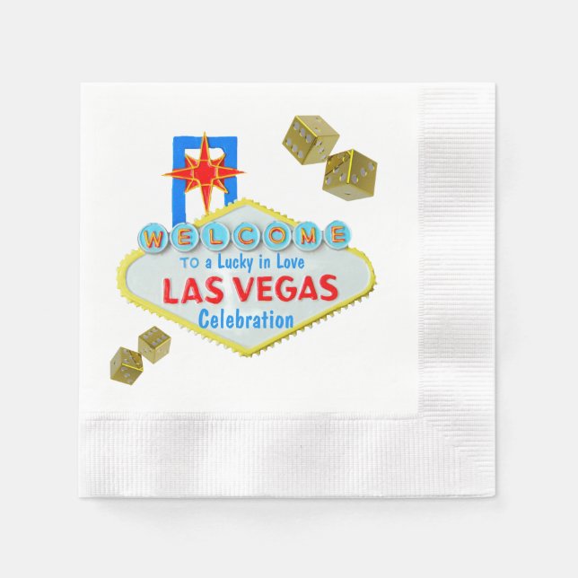 Las Vegas Lucky in Love Celebration Party Napkins (Front)