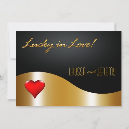 Las Vegas Lucky in Love Wedding goldblack Invitation