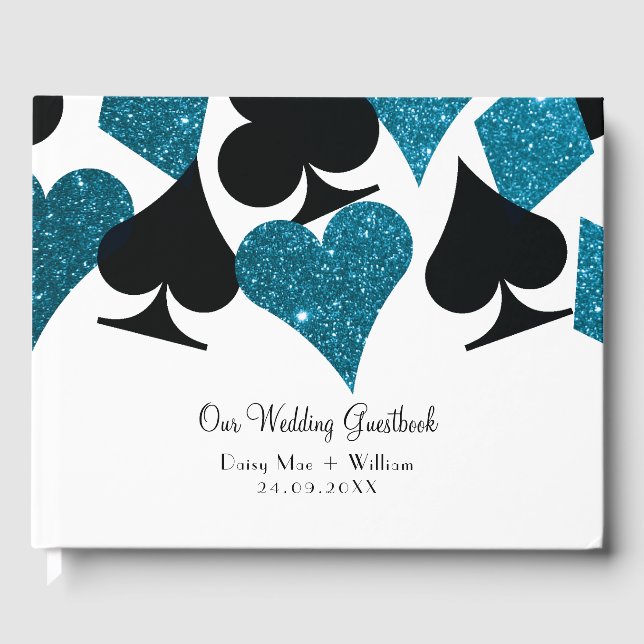 Las Vegas Malibu Blue Glitter Guestbook (Front)