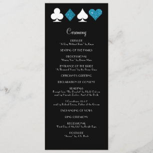 Las Vegas Malibu Blue Glitter Wedding Program