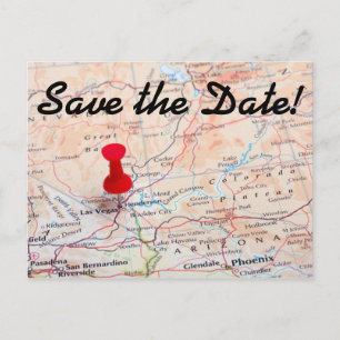 Las Vegas Map Pin Save the Date Announcement Postcard
