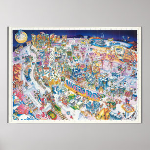Illustrated Map Of Las Vegas Strip Framed On Paper by Marmont Hill Print