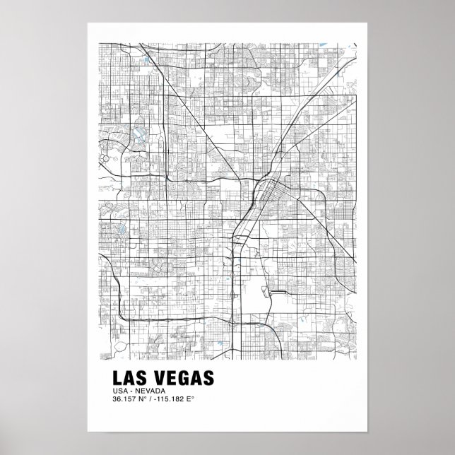 Las Vegas Map Poster - Nevada White Map  (Front)