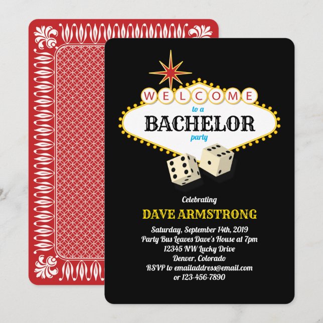 Las Vegas Marquee Bachelor Party Invitation (Front/Back)