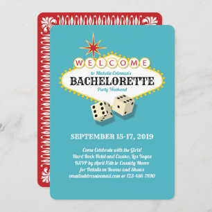 Las Vegas Marquee Bachelorette Party Teal Invitation