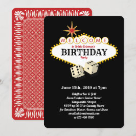Las Vegas Marquee Birthday Party Black Invitation