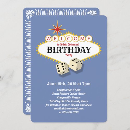 Las Vegas Marquee Birthday Party Hydrangea Invitation