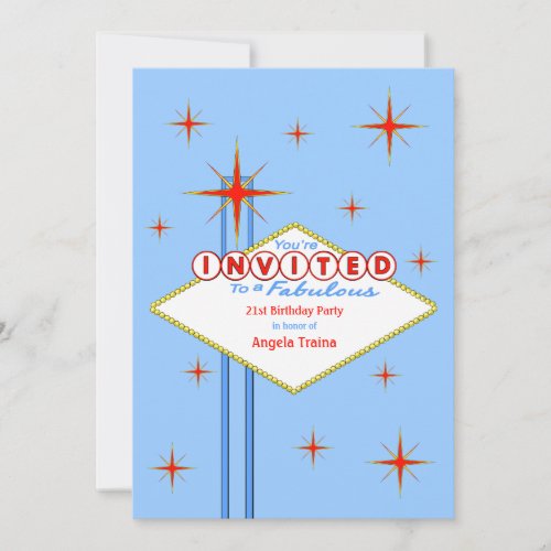 Las Vegas Marquee Birthday Party Invitation