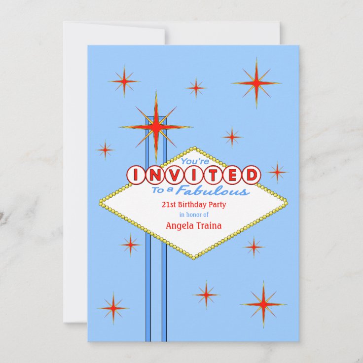 Las Vegas Marquee Birthday Party Invitation Zazzle 