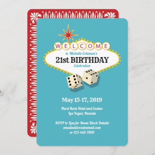 Las Vegas Marquee Birthday Party Invitation