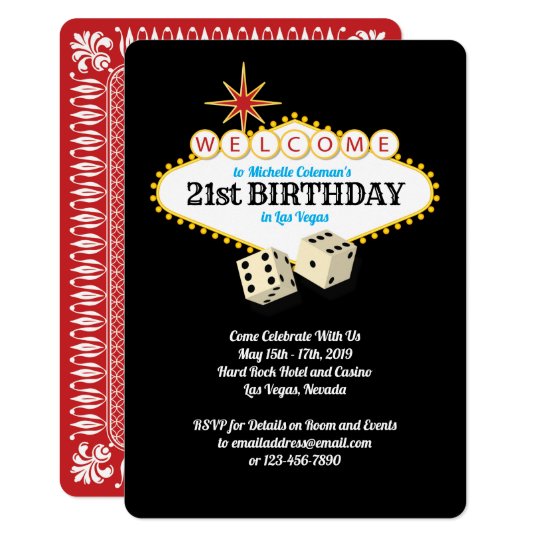Las Vegas Marquee Birthday Party Invitation Zazzle Com