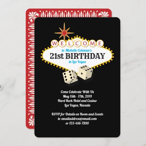 Las Vegas Marquee Birthday Party Invitation