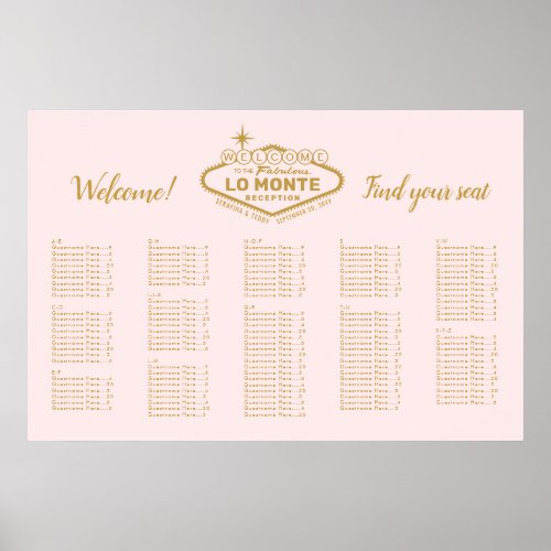 Las Vegas Marquee Custom Text Pink Gold Welcome