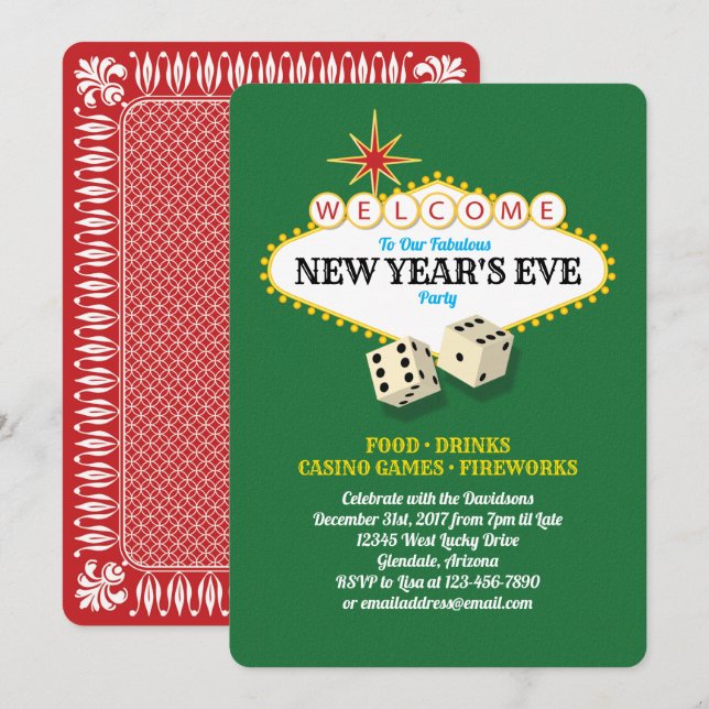 Las Vegas Marquee New Years Eve Party Invitation (Front/Back)