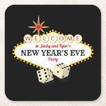 Las Vegas Marquee New Years Eve Party Square Paper Coaster at Zazzle