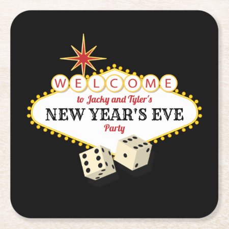 Las Vegas Marquee New Years Eve Party Square Paper Coaster
