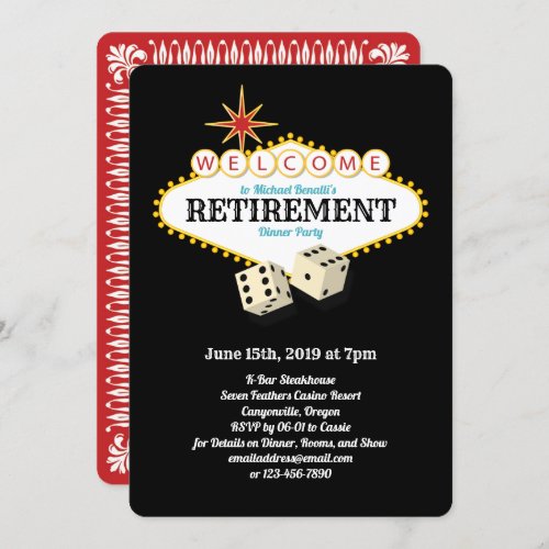 Las Vegas Marquee Retirement Party Black Invitation