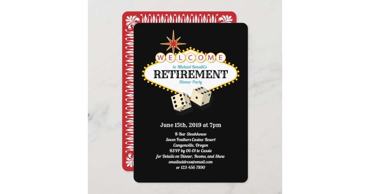 Las Vegas Marquee Retirement Party Black Invitation | Zazzle