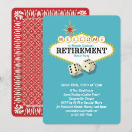 Las Vegas Marquee Retirement Party Teal Invitation
