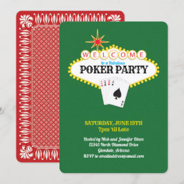 Las Vegas Marquee Sign Poker Party Green Invitation