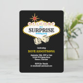 Las Vegas Marquee Surprise Birthday Party Invitation (Standing Front)