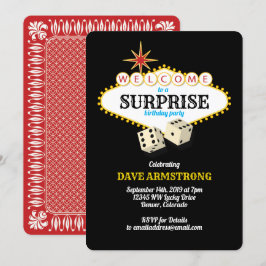 Las Vegas Marquee Surprise Birthday Party Invitation