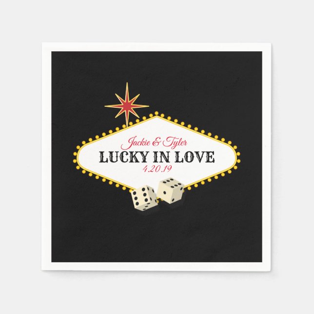 Las Vegas Marquee Wedding in Black Paper Napkins (Front)