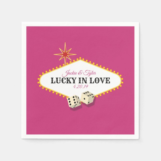 Las Vegas Marquee Wedding in Magenta Paper Napkins (Front)