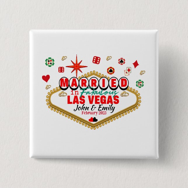 Las Vegas Married Couple Matching Vacation Nevada  Button (Front)