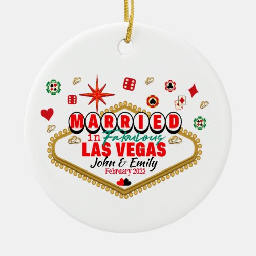 Las Vegas Married Couple Matching Vacation Nevada Ceramic Ornament