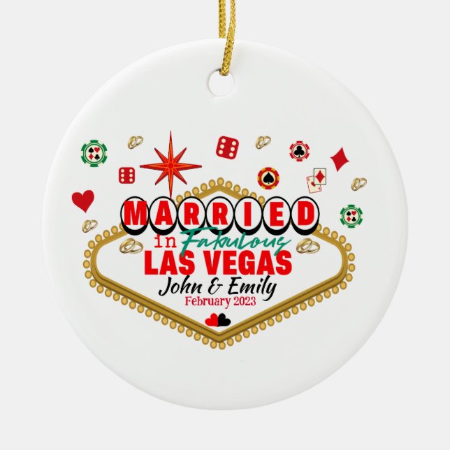 Las Vegas Married Couple Matching Vacation Nevada Ceramic Ornament (Front)