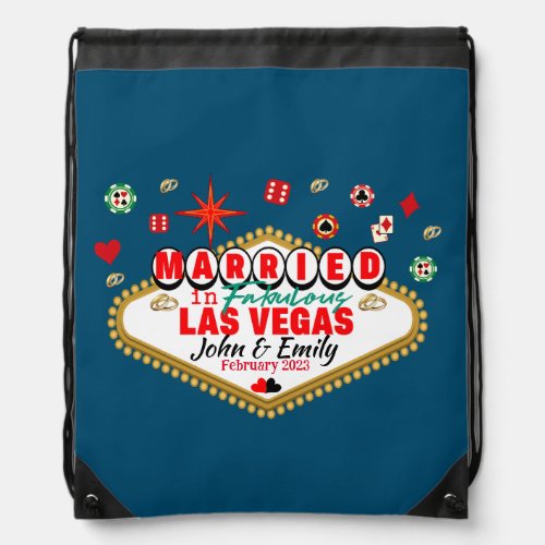 Las Vegas Married Couple Matching Vacation Nevada  Drawstring Bag