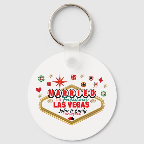 Las Vegas Married Couple Matching Vacation Nevada Keychain