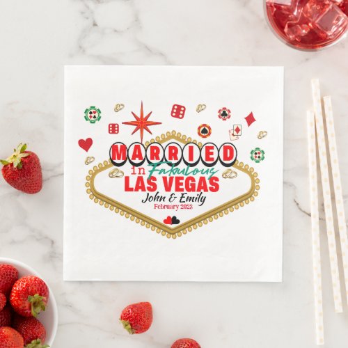 Las Vegas Married Couple Matching Vacation Nevada Paper Dinner Napkins