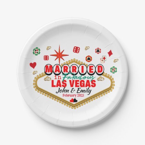 Las Vegas Married Couple Matching Vacation Nevada Paper Plates