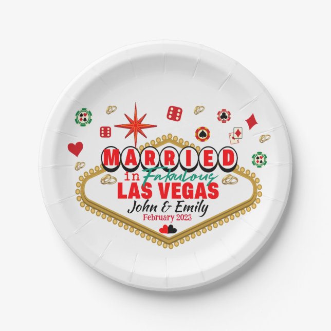 Las Vegas Married Couple Matching Vacation Nevada Paper Plates (Front)