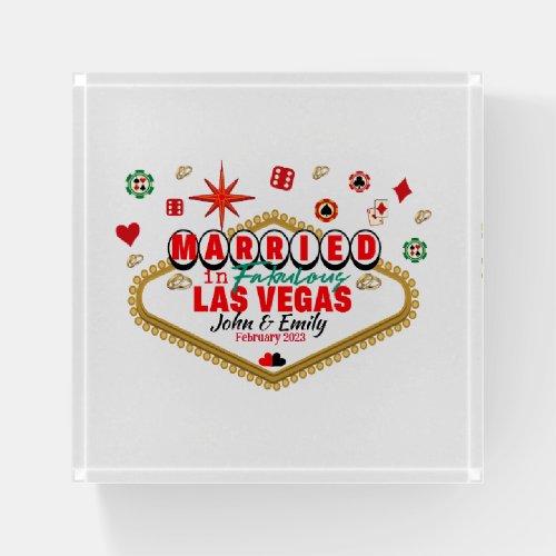 Las Vegas Married Couple Matching Vacation Nevada  Paperweight