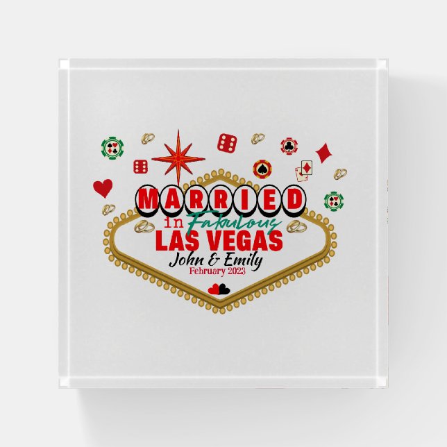 Las Vegas Married Couple Matching Vacation Nevada  Paperweight (Front)