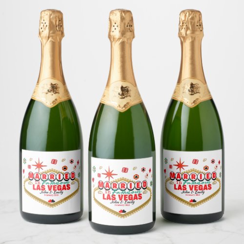 Las Vegas Married Couple Matching Vacation Nevada Sparkling Wine Label