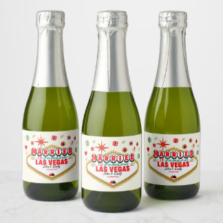 Las Vegas Married Couple Matching Vacation Nevada Sparkling Wine Label