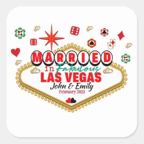 Las Vegas Married Couple Matching Vacation Nevada  Square Sticker