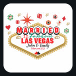 Las Vegas Married Couple Matching Vacation Nevada  Square Sticker<br><div class="desc">This design is special for couples who have married in Las Vegas. A full color design that if you wear it you will receive thousands of compliments. Wear it with your husband-wife and create unforgettable moments in Las Vegas Nevada</div>