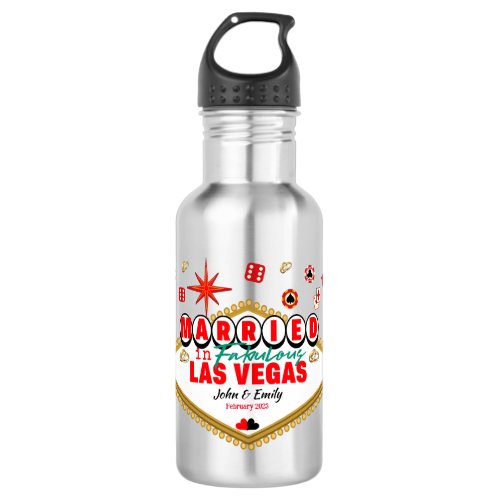 Las Vegas Married Couple Matching Vacation Nevada  Stainless Steel Water Bottle