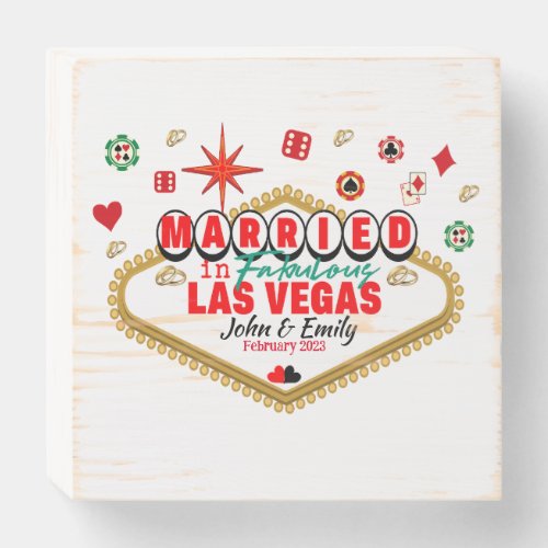 Las Vegas Married Couple Matching Vacation Nevada  Wooden Box Sign