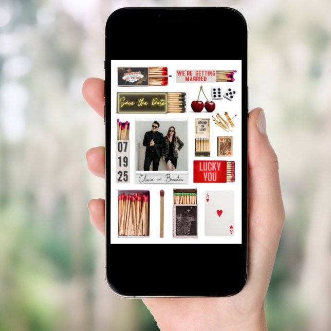 Las Vegas Matchbox Art Photo Wedding Save the Date Invitation (Front Digital)