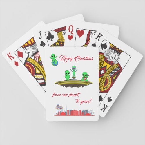 Las Vegas Merry Christmas Aliens Playing Cards