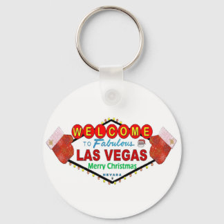 Las Vegas Merry Christmas Santa and Mittens Keycha Keychain