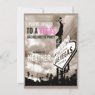 Las Vegas Modern Vintage Sepia Bachelorette Party Invitation